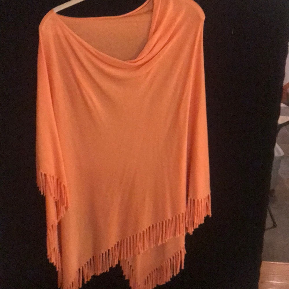 Chico’s  lightweight knit fringed poncho